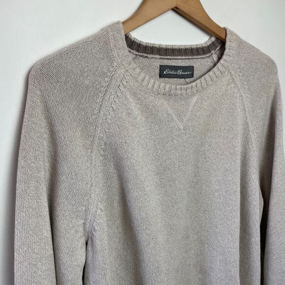 Eddie Bauer Cotton Crewneck Sweater Mens L/XL Quiet Luxury Preppy Academia - Picture 3 of 7